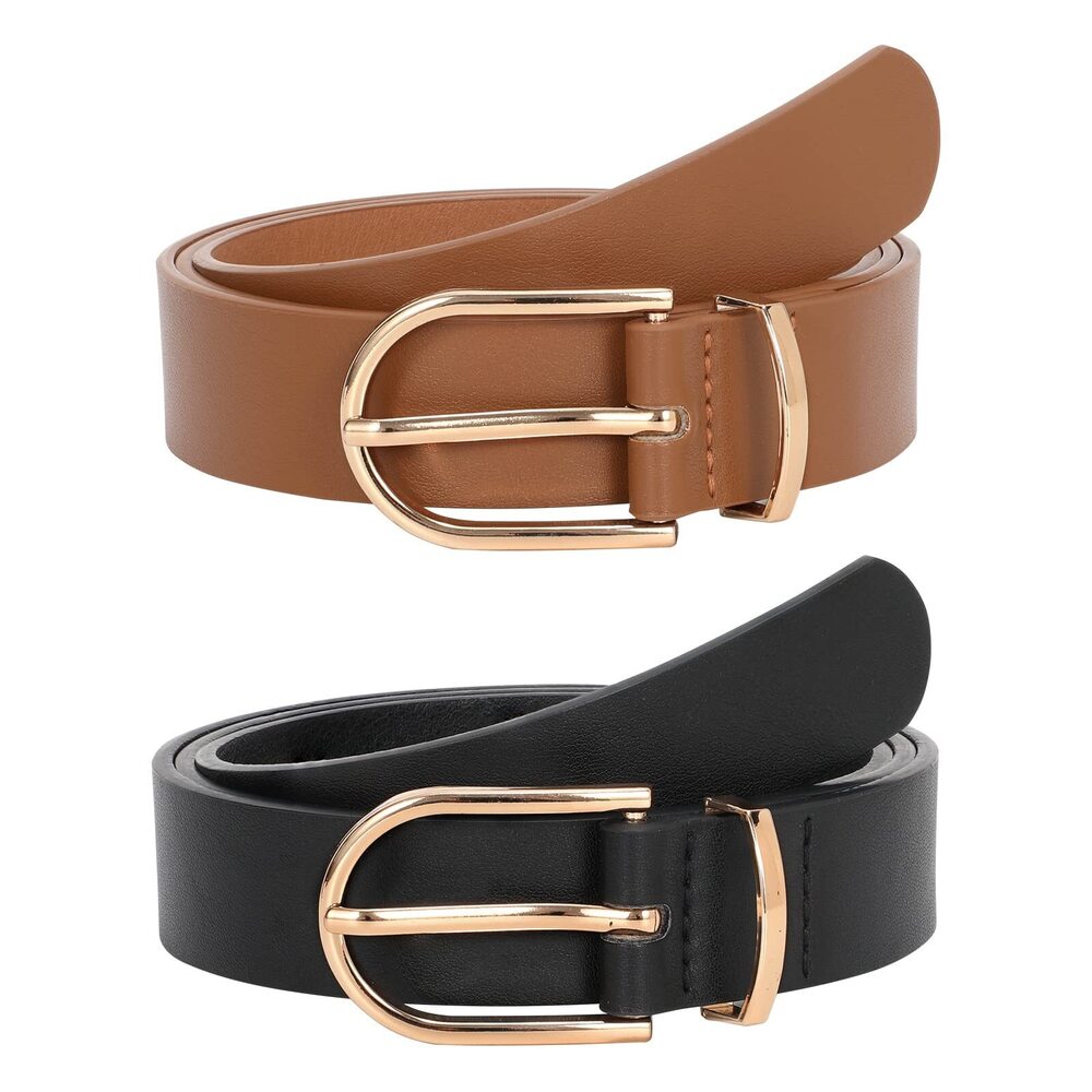 7181 2 Pack Women’s Leather Belts For Jeans Pants Fashion Ladies Belt